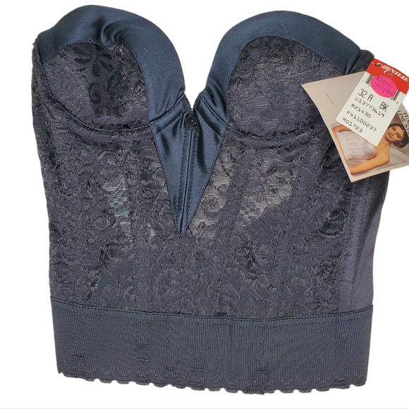 CARNIVAL Vintage Low Back Corset Bra Sz 32A Black NWT - Picture 3 of 8